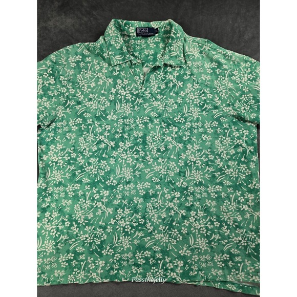 Vtg Polo Ralph Lauren Shirt Mens Extra Large Floral All Over Print Johnny Collar - Picture 1 of 14